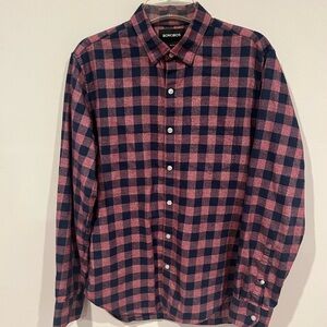 Bonobos Men's Casual Pink and Navy Checkered Shirt